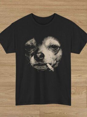 Smoking Chihuahua Meme Funny Dog Face T-Shirt